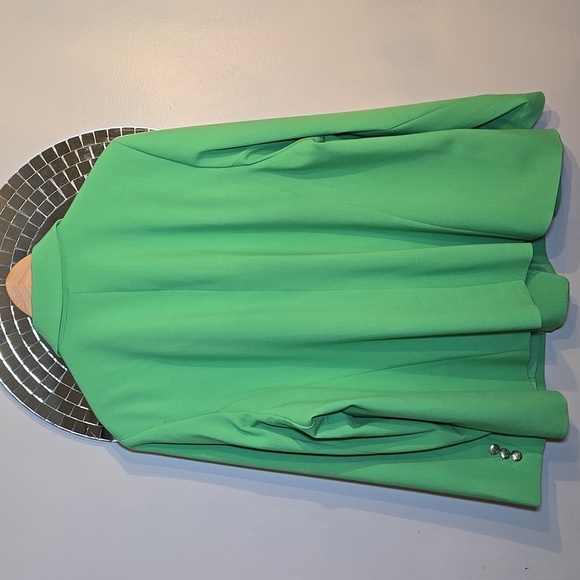 Talbots Viscose Tailored Stretch Double Breast Kelly Green Crest Button Blazer - Picture 11 of 17